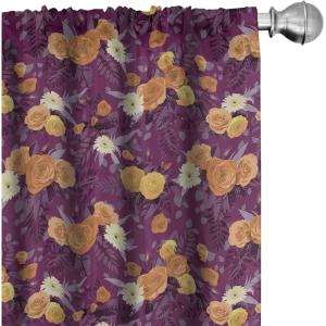 Ambesonne Floral Curtains, Roses for Valentine Love Team Holiday Celebration Botanical Artwork on Hue Back, Window Treatments 2 Panel Set for Living Room Bedroom, Pair of – 28″ x 95″, Dimgray Blush(Plum Pale Cinnamon)