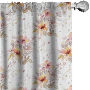 Ambesonne Floral Curtains, Roses for Valentine Love Team Holiday Celebration Botanical Artwork on Hue Back, Window Treatments 2 Panel Set for Living Room Bedroom, Pair of – 28″ x 95″, Dimgray Blush(Mauve Rose and Dark Peach)