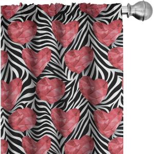 Ambesonne Floral Curtains, Roses for Valentine Love Team Holiday Celebration Botanical Artwork on Hue Back, Window Treatments 2 Panel Set for Living Room Bedroom, Pair of – 28″ x 95″, Dimgray Blush(Coral Charcoal Grey)