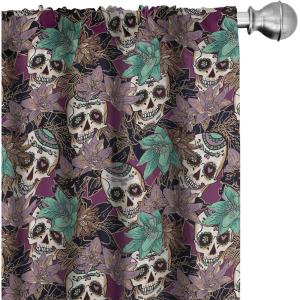 Ambesonne Floral Curtains, Roses for Valentine Love Team Holiday Celebration Botanical Artwork on Hue Back, Window Treatments 2 Panel Set for Living Room Bedroom, Pair of – 28″ x 95″, Dimgray Blush(Purple Almond Green)