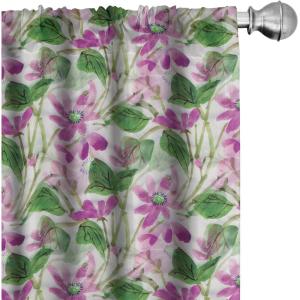 Ambesonne Floral Curtains, Roses for Valentine Love Team Holiday Celebration Botanical Artwork on Hue Back, Window Treatments 2 Panel Set for Living Room Bedroom, Pair of – 28″ x 95″, Dimgray Blush(Off White and Forest Green)