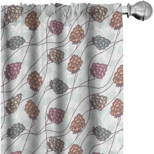 Ambesonne Floral Curtains, Roses for Valentine Love Team Holiday Celebration Botanical Artwork on Hue Back, Window Treatments 2 Panel Set for Living Room Bedroom, Pair of – 28″ x 95″, Dimgray Blush(Soft Blue and Teal)