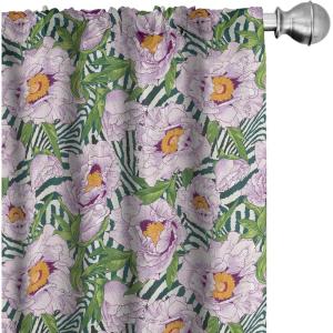Ambesonne Floral Curtains, Roses for Valentine Love Team Holiday Celebration Botanical Artwork on Hue Back, Window Treatments 2 Panel Set for Living Room Bedroom, Pair of – 28″ x 95″, Dimgray Blush(Pastel Purple Fern Green)