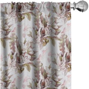Ambesonne Floral Curtains, Roses for Valentine Love Team Holiday Celebration Botanical Artwork on Hue Back, Window Treatments 2 Panel Set for Living Room Bedroom, Pair of – 28″ x 95″, Dimgray Blush(Pale Mauve Reseda Green)