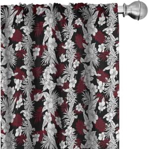 Ambesonne Floral Curtains, Roses for Valentine Love Team Holiday Celebration Botanical Artwork on Hue Back, Window Treatments 2 Panel Set for Living Room Bedroom, Pair of – 28″ x 95″, Dimgray Blush(Burgundy and Off White)