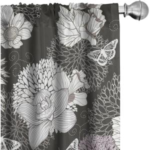 Ambesonne Floral Curtains, Roses for Valentine Love Team Holiday Celebration Botanical Artwork on Hue Back, Window Treatments 2 Panel Set for Living Room Bedroom, Pair of – 28″ x 95″, Dimgray Blush(Charcoal White Grey)