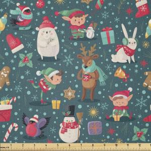 Ambesonne I Love You Fabric by The Yard, Happy Valentine’s Day in Hand Drawn Style Romance Relationship, Stretch Knit Fabric for Clothing Sewing and Arts Crafts, 10 Yards, Charcoal Grey(Dark Teal Multicolor)