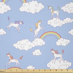 Ambesonne I Love You Fabric by The Yard, Happy Valentine’s Day in Hand Drawn Style Romance Relationship, Stretch Knit Fabric for Clothing Sewing and Arts Crafts, 10 Yards, Charcoal Grey(Sky Blue Multicolor)
