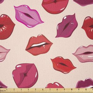 Ambesonne I Love You Fabric by The Yard, Happy Valentine’s Day in Hand Drawn Style Romance Relationship, Stretch Knit Fabric for Clothing Sewing and Arts Crafts, 10 Yards, Charcoal Grey(Rose Magenta)