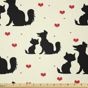 Ambesonne I Love You Fabric by The Yard, Happy Valentine’s Day in Hand Drawn Style Romance Relationship, Stretch Knit Fabric for Clothing Sewing and Arts Crafts, 10 Yards, Charcoal Grey(Beige Black)
