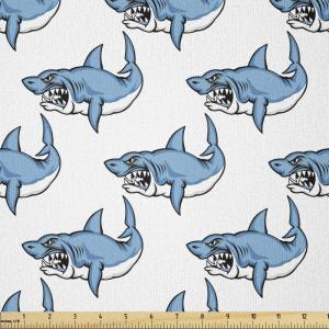 Ambesonne I Love You Fabric by The Yard, Happy Valentine’s Day in Hand Drawn Style Romance Relationship, Stretch Knit Fabric for Clothing Sewing and Arts Crafts, 10 Yards, Charcoal Grey(Blue White)