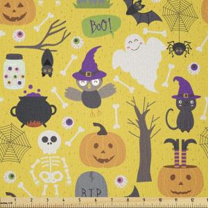 Ambesonne I Love You Fabric by The Yard, Happy Valentine’s Day in Hand Drawn Style Romance Relationship, Stretch Knit Fabric for Clothing Sewing and Arts Crafts, 10 Yards, Charcoal Grey(Yellow)