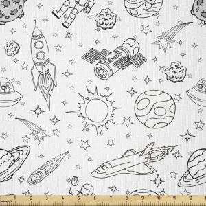 Ambesonne I Love You Fabric by The Yard, Happy Valentine’s Day in Hand Drawn Style Romance Relationship, Stretch Knit Fabric for Clothing Sewing and Arts Crafts, 10 Yards, Charcoal Grey(White Black)