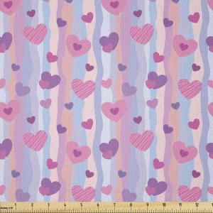 Ambesonne Love Fabric by The Yard, Hearts for Valentine Vertical Stripes Lines Ornament Romance Wedding, Stretch Knit Fabric for Clothing Sewing and Arts Crafts, 3 Yards, Pale Mauve Purple(Pale Mauve Purple)