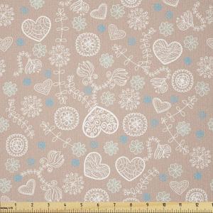 Ambesonne Mint Fabric by The Yard, Ornamental Floral Drawing with Hearts Leaves Romantic Valentines Anniversary, Stretch Knit Fabric for Clothing Sewing and Arts Crafts, 3 Yards, Blush Sky Blue White(Blush Sky Blue White)