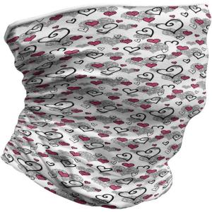 Ambesonne Neck Warmer, Valentine’s Day Hearts, Grey White Hot Pink
