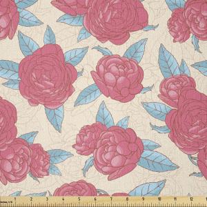 Ambesonne Romantic Fabric by The Yard, Valentine’s Day Style Rose Composition Love in Pastel Colors, Stretch Knit Fabric for Clothing Sewing and Arts Crafts, 1 Yard, Aqua Dark Coral Beige(Aqua Dark Coral Beige)