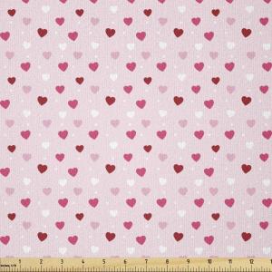 Ambesonne Romantic Fabric by The Yard, Valentines Day Theme Little Hearts in Modern Repetitive Pattern, Stretch Knit Fabric for Clothing Sewing and Arts Crafts, 5 Yards, Rose Magenta and Burgundy(Rose Magenta and Burgundy)