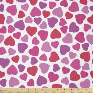 Ambesonne Valentine’s Day Fabric by The Yard, Love Themed Simple Pattern with Hearts, Stretch Knit Fabric for Clothing Sewing and Arts Crafts, 5 Yards, Pink Fuchsia