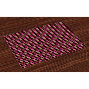 Ambesonne Valentine’s Day Place Mats Set of 4, Vibrant and Romantic Heart Shapes in Polka Dots, Washable Fabric Placemats for Dining Room Kitchen Table Decor, Ruby Pink Green and Charcoal Grey