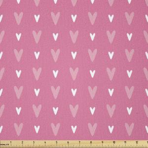 Ambesonne Vintage Valentine Fabric by The Yard, Repetitive Pattern with Tender Little Hearts, Stretch Knit Fabric for Clothing Sewing and Arts Crafts, 1 Yard, Pink Pale Pink and White(Pink Pale Pink and White)