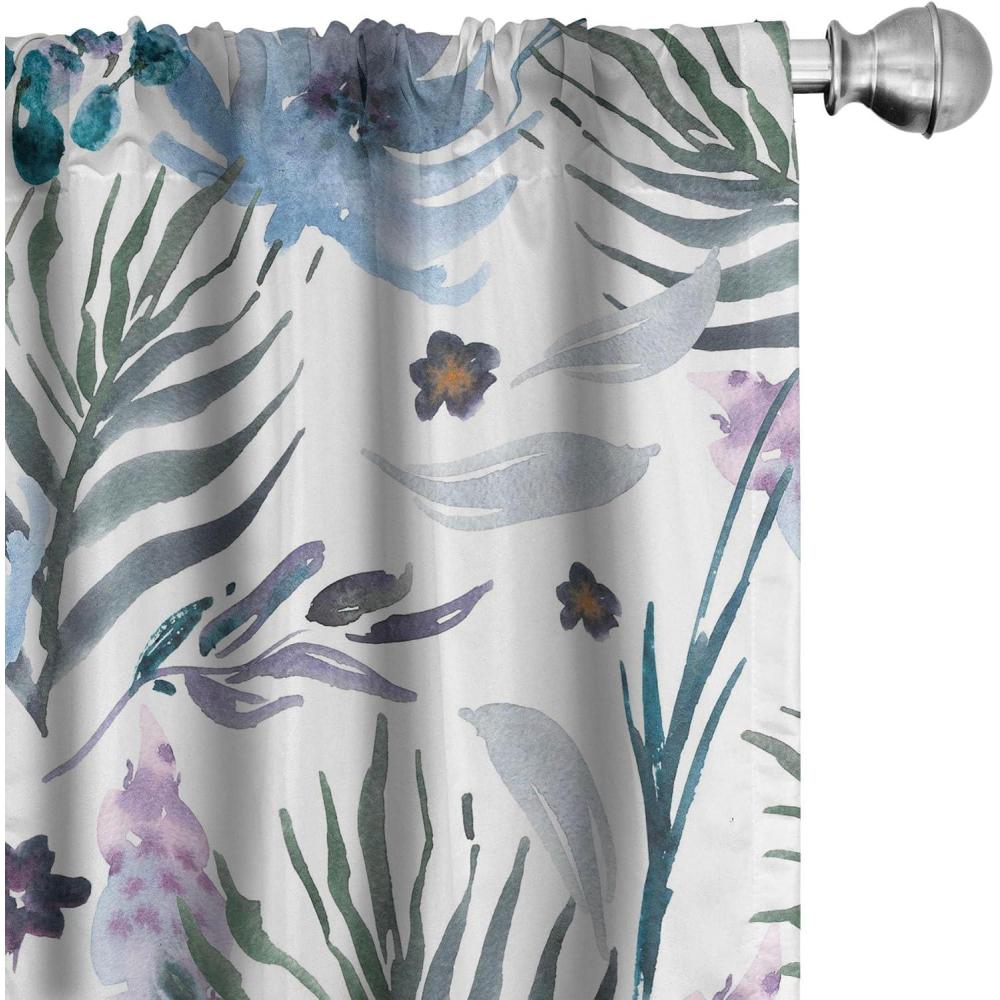 imageAmbesonne Floral Window Curtains Pastel Summer Feels Ornament with Roses Lilacs and Hydrangeas Bouquet Lightweight Decor 2Panel Set with Rod Pocket Pair of 28 x 63 Lavender Blue and BlushGrey Teal Lilac Blue