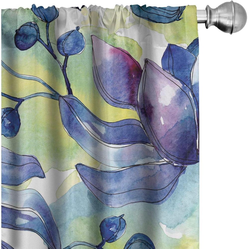 imageAmbesonne Floral Window Curtains Pastel Summer Feels Ornament with Roses Lilacs and Hydrangeas Bouquet Lightweight Decor 2Panel Set with Rod Pocket Pair of 28 x 63 Lavender Blue and BlushLavender Blue Pale Green