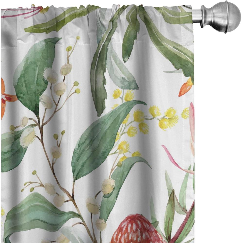 imageAmbesonne Floral Window Curtains Pastel Summer Feels Ornament with Roses Lilacs and Hydrangeas Bouquet Lightweight Decor 2Panel Set with Rod Pocket Pair of 28 x 63 Lavender Blue and BlushLaurel Green Multicolor
