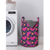Ambesonne Romantic Laundry Bag, Love Hearts Stripes Celebration Party Lovers Valentines Design, Hamper Basket with Handles Drawstring Closure for Laundromats, 13″ x 19″, Magenta Night Blue and Yellow