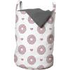 Ambesonne Donut Laundry Bag, Pastel Colored Dessert Sweets Sprinkles and Hearts Valentine’s Day Theme Print, Hamper Basket with Handles Drawstring Closure for Laundromats, 13″ x 19″, Pink and White