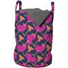 Ambesonne Romantic Laundry Bag, Love Hearts Stripes Celebration Party Lovers Valentines Design, Hamper Basket with Handles Drawstring Closure for Laundromats, 13″ x 19″, Magenta Night Blue and Yellow