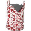 Ambesonne Valentines Day Laundry Bag, Brush Drawing Heart Shapes in Love Romantic Simple Image, Hamper Basket with Handles Drawstring Closure for Laundromats, 13″ x 19″, Vermilion White