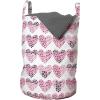 Ambesonne Valentine’s Day Laundry Bag, Continuing Composition of Dotted Heart Shapes, Hamper Basket with Handles Drawstring Closure for Laundromats, 13″ x 19″, Ruby Pink