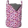 Ambesonne Valentine’s Day Laundry Bag, Hearts in Geometric Polygonal Design Romantic Modern Pattern, Hamper Basket with Handles Drawstring Closure for Laundromats, 13″ x 19″, Pink Fuchsia and Salmon