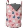 Ambesonne Valentines Day Laundry Bag, Love Theme Dotted Heart Motifs Romantic Fashion Art, Hamper Basket with Handles Drawstring Closure for Laundromats, 13″ x 19″, Pale Pink Coral