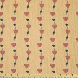 Ambesonne Orange Fabric by The Yard, Romantic Valentines Day Bridal Theme Hearts with Swirl Branches Image, Stretch Knit Fabric for Clothing Sewing and Arts Crafts, 1 Yard, Dark Brown Vermilion(Dark Brown Vermilion)
