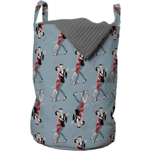 Ambesonne Romantic Laundry Bag, Valentine’s Day Couple Tango Dancing on Stage Lovers Celebration Wedding, Hamper Basket with Handles Drawstring Closure for Laundromats, 13″ x 19″, Red Grey Slate Blue