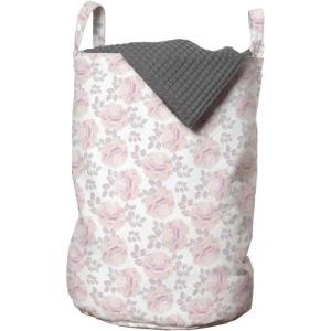 Ambesonne Roses Laundry Bag, Romantic Valentine’s Day Pattern in Pastel Tones, Hamper Basket with Handles Drawstring Closure for Laundromats, 13″ x 19″, Rose Mauve