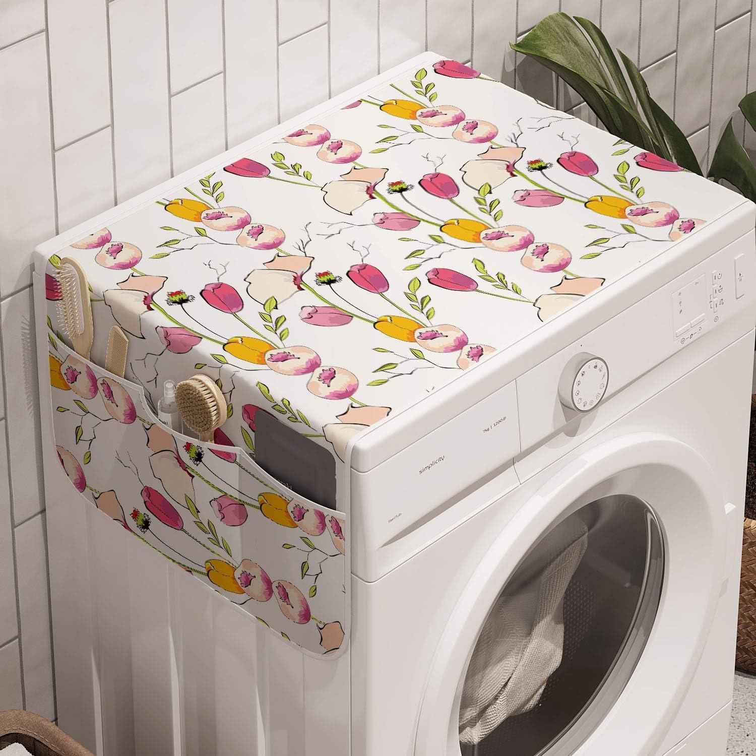 imageAmbesonne Colorful Microwave Oven Cover Tulips and Poppy Flowers Romantic Arrangement Valentines Day Themed Illustration Water Resistant Organizer with Pockets for Kitchen 36 x 12 MulticolorMulticolor