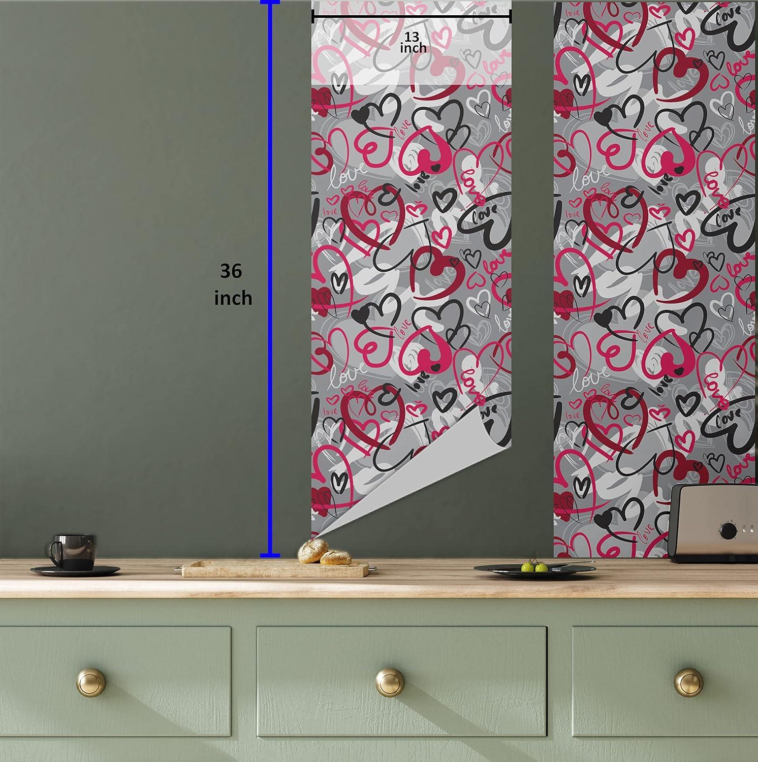 imageAmbesonne Love Peel amp Stick Wallpaper for Home Romantic Random Hand Drawn Style Hearts and Love Words Crazy Romance Valentines SelfAdhesive Living Room Kitchen Accent 13 x 36 Pink Ruby Grey
