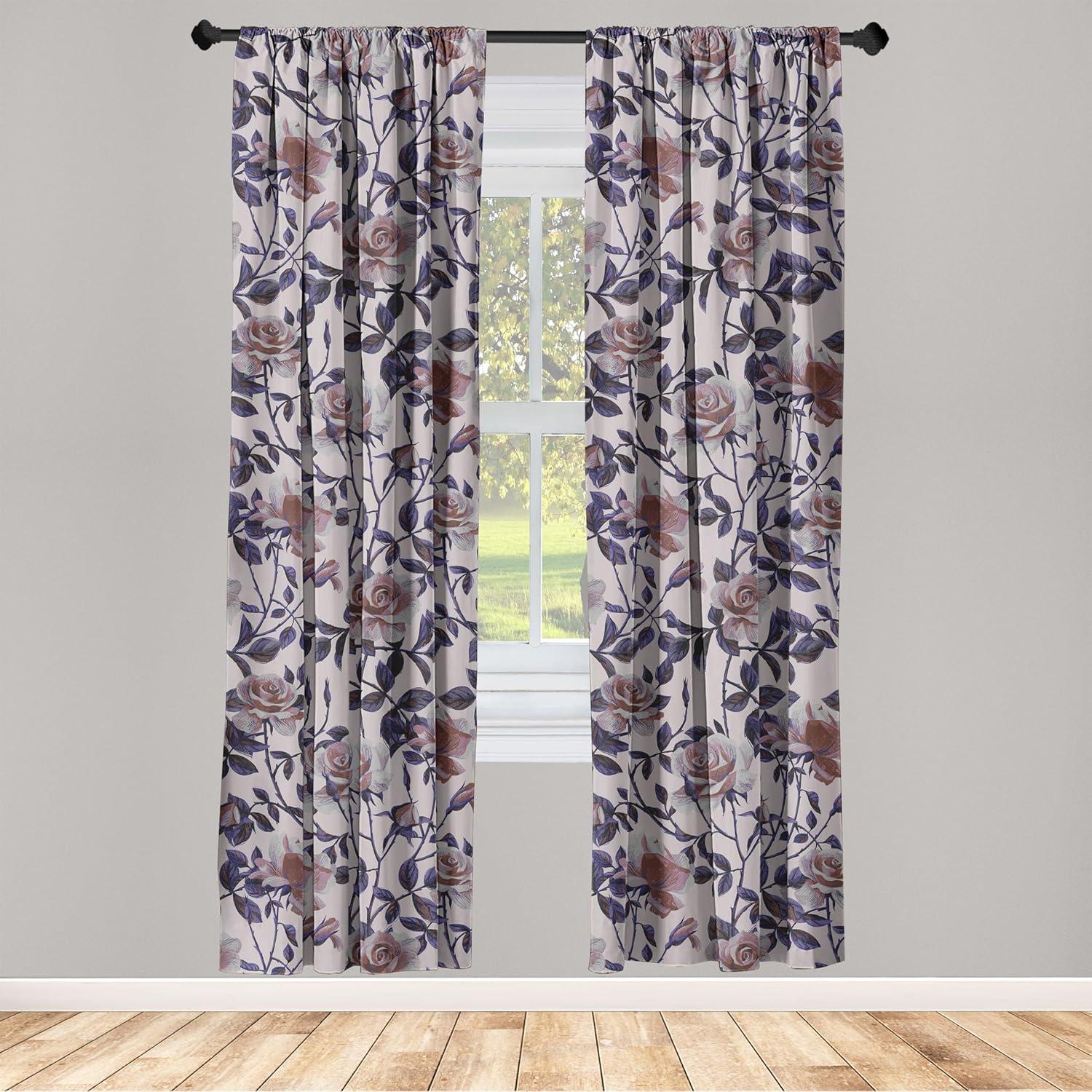 imageAmbesonne Pink Roses Curtains Romantic Spring Garden Blooming Flowers Nature Art Valentine Blossom Window Treatments 2 Panel Set for Living Room Bedroom Pair of 28 x 84 Magenta Blush KhakiBlush Quartz and Dried Rose