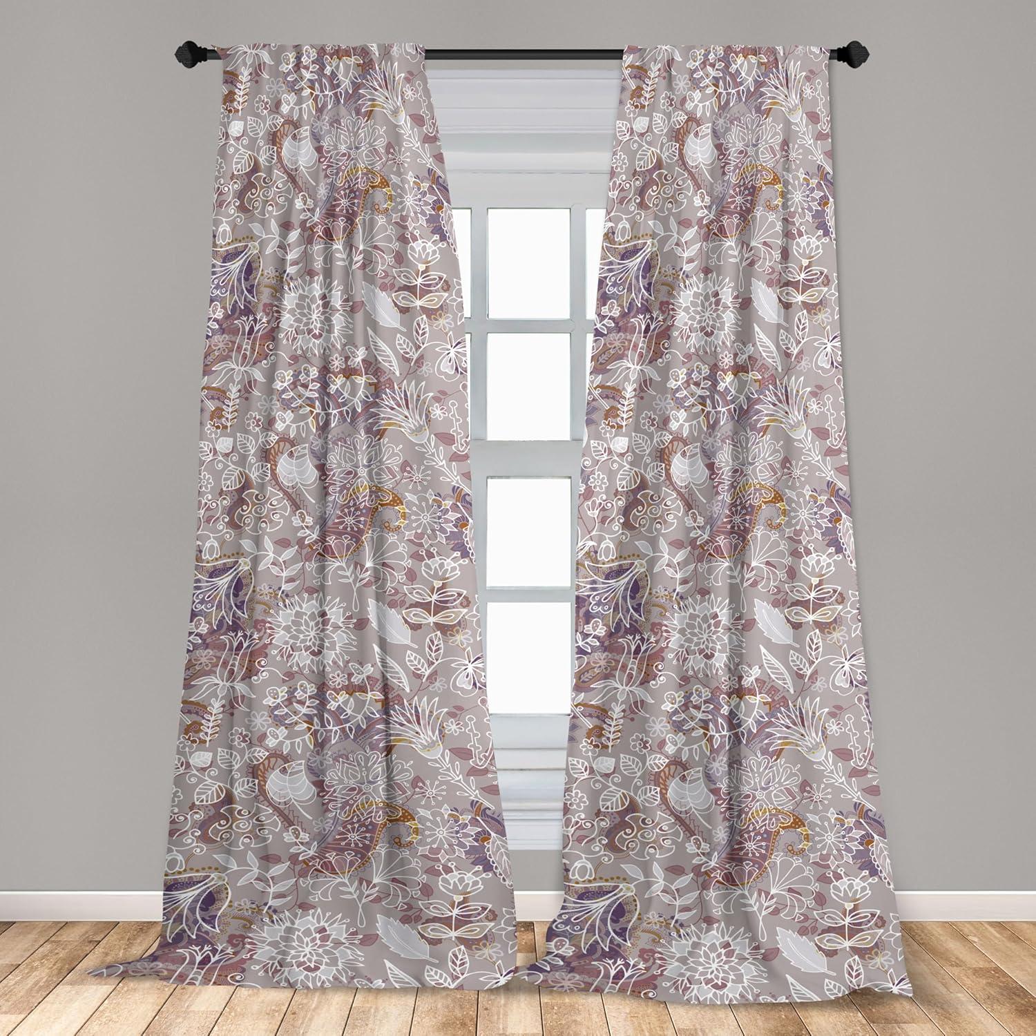 imageAmbesonne Pink Roses Curtains Romantic Spring Garden Blooming Flowers Nature Art Valentine Blossom Window Treatments 2 Panel Set for Living Room Bedroom Pair of 28 x 84 Magenta Blush KhakiPale Ruby Pale Sepia