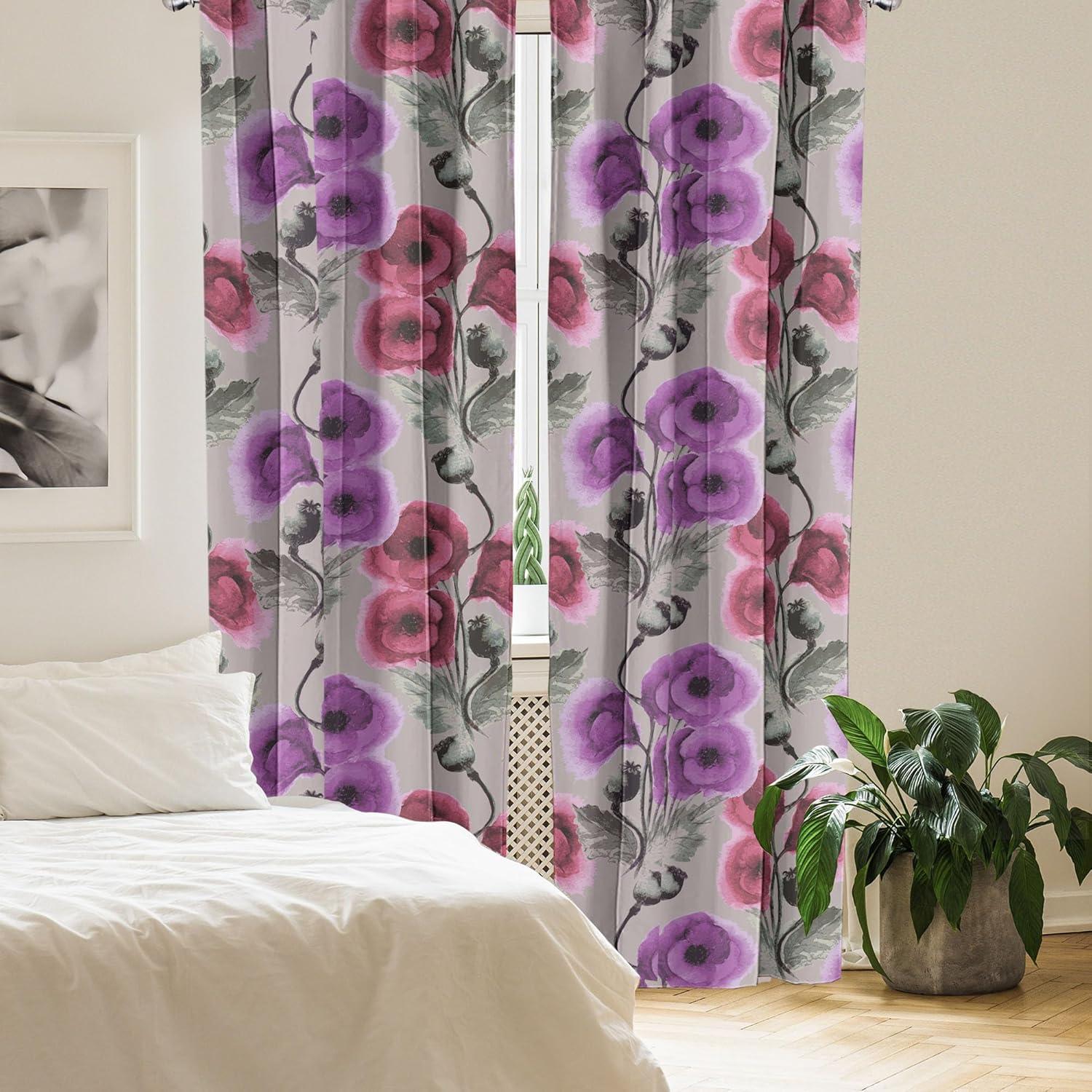 imageAmbesonne Pink Roses Curtains Romantic Spring Garden Blooming Flowers Nature Art Valentine Blossom Window Treatments 2 Panel Set for Living Room Bedroom Pair of 28 x 84 Magenta Blush KhakiViolet Pale Sage Green