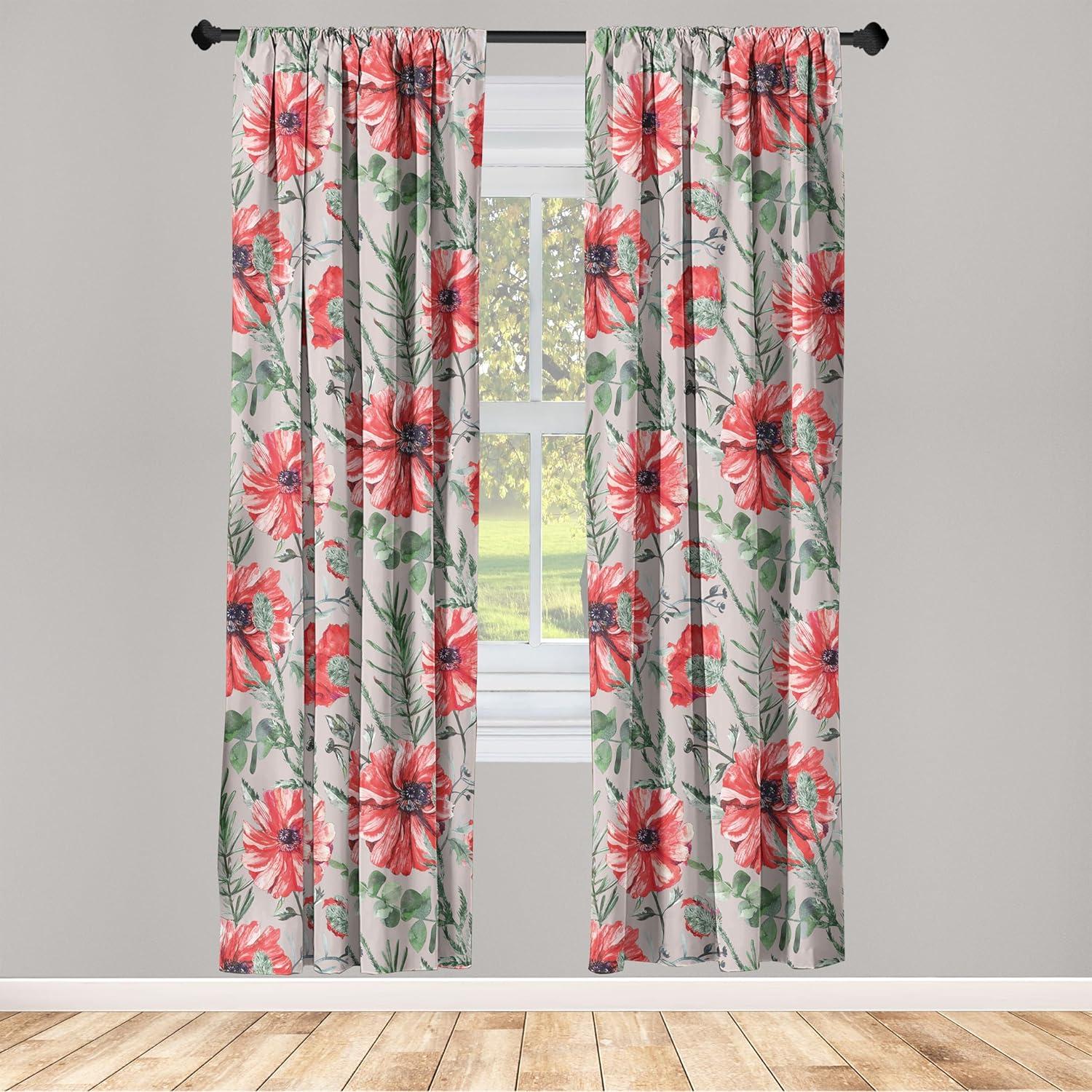 imageAmbesonne Pink Roses Curtains Romantic Spring Garden Blooming Flowers Nature Art Valentine Blossom Window Treatments 2 Panel Set for Living Room Bedroom Pair of 28 x 84 Magenta Blush KhakiDark Coral Peacock Green