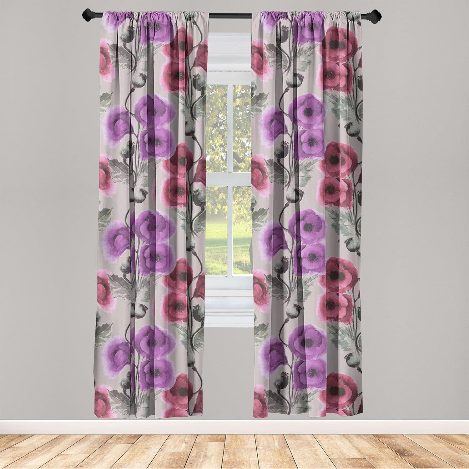 imageAmbesonne Pink Roses Curtains Romantic Spring Garden Blooming Flowers Nature Art Valentine Blossom Window Treatments 2 Panel Set for Living Room Bedroom Pair of 28 x 84 Magenta Blush KhakiViolet Pale Sage Green
