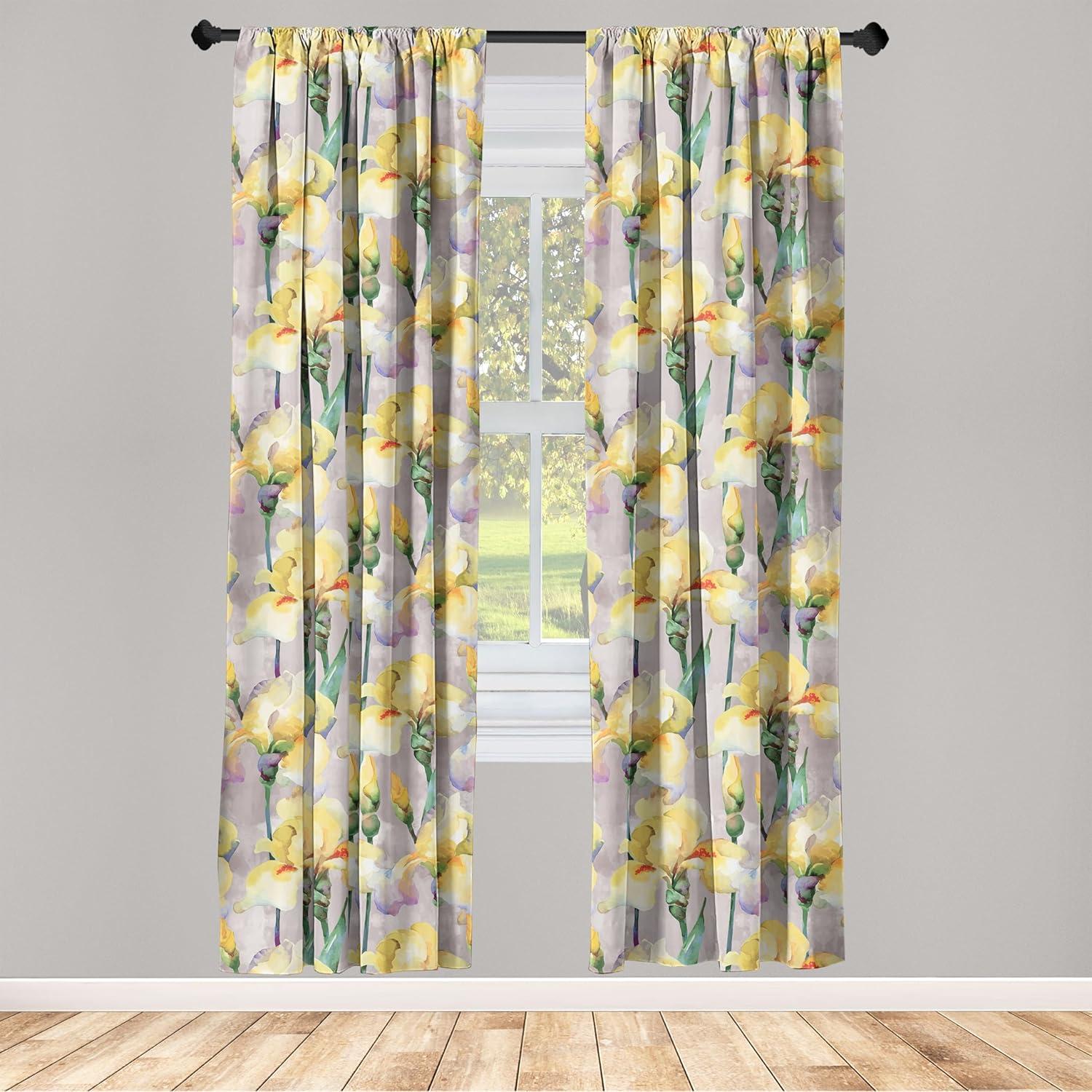 imageAmbesonne Pink Roses Curtains Romantic Spring Garden Blooming Flowers Nature Art Valentine Blossom Window Treatments 2 Panel Set for Living Room Bedroom Pair of 28 x 84 Magenta Blush KhakiPurple Grey and Mustard