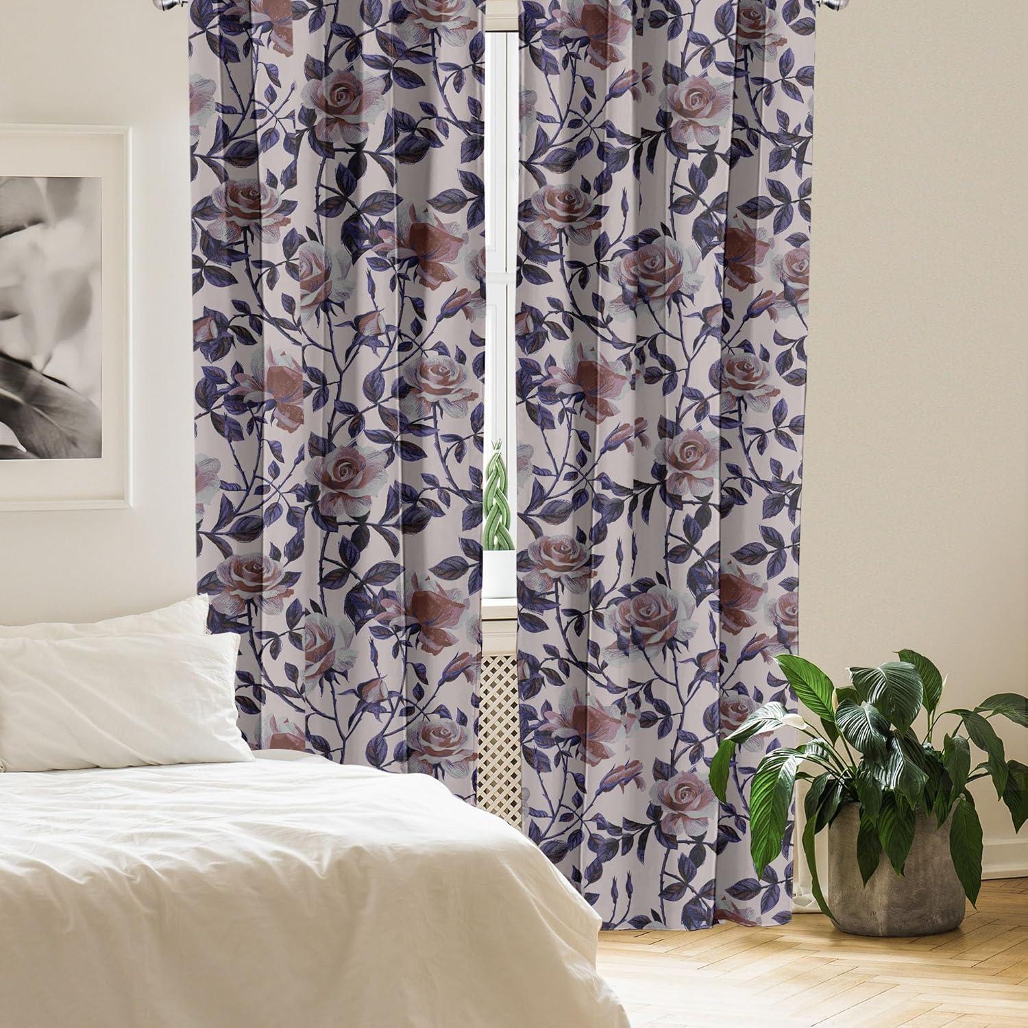 imageAmbesonne Pink Roses Curtains Romantic Spring Garden Blooming Flowers Nature Art Valentine Blossom Window Treatments 2 Panel Set for Living Room Bedroom Pair of 28 x 84 Magenta Blush KhakiBlush Quartz and Dried Rose