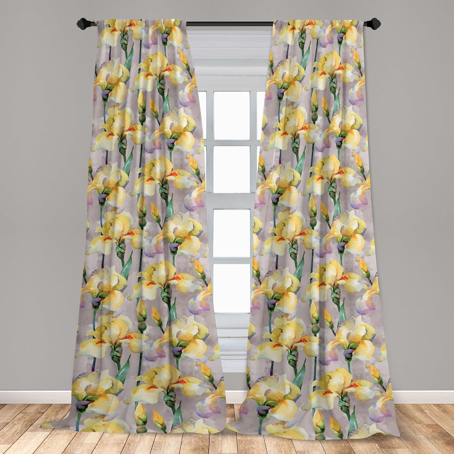 imageAmbesonne Pink Roses Curtains Romantic Spring Garden Blooming Flowers Nature Art Valentine Blossom Window Treatments 2 Panel Set for Living Room Bedroom Pair of 28 x 84 Magenta Blush KhakiPurple Grey and Mustard