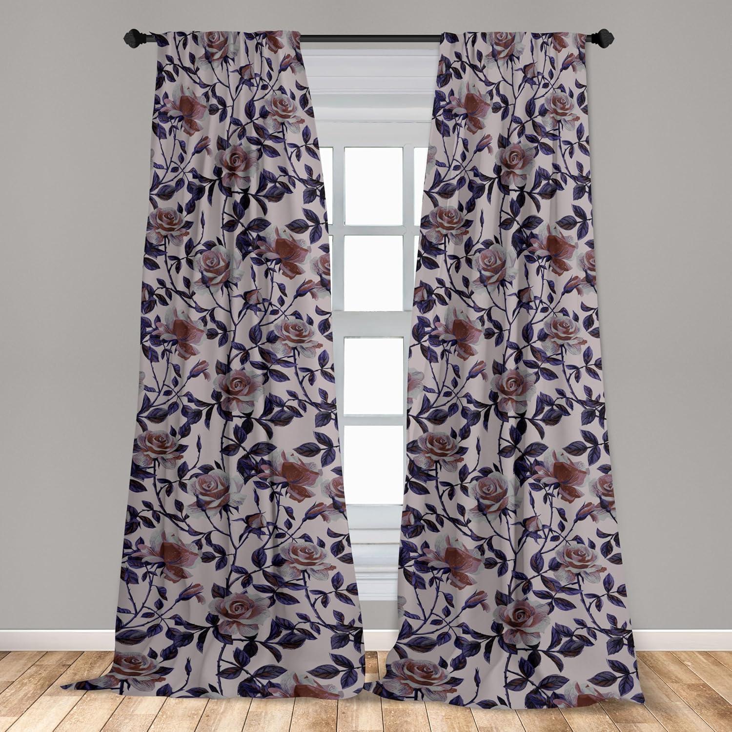 imageAmbesonne Pink Roses Curtains Romantic Spring Garden Blooming Flowers Nature Art Valentine Blossom Window Treatments 2 Panel Set for Living Room Bedroom Pair of 28 x 84 Magenta Blush KhakiBlush Quartz and Dried Rose