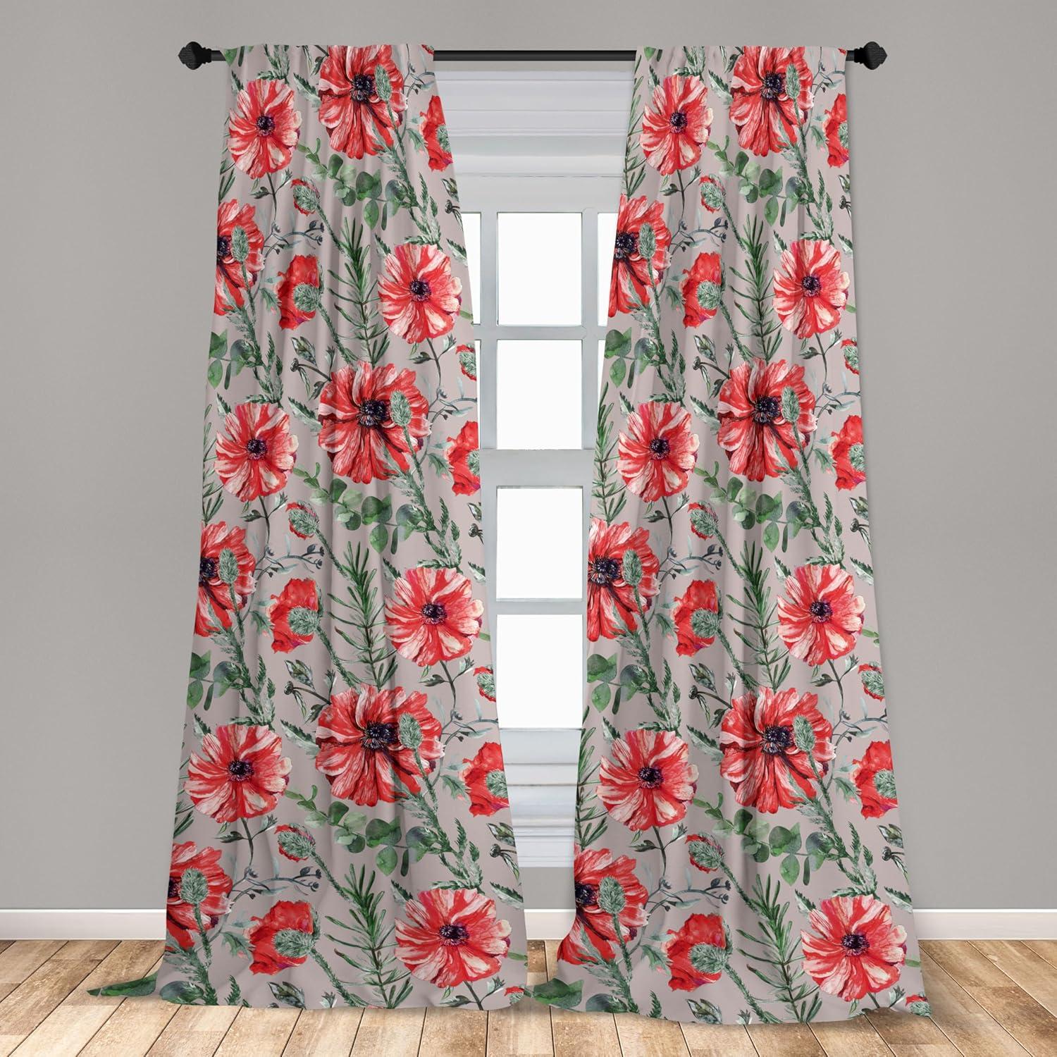imageAmbesonne Pink Roses Curtains Romantic Spring Garden Blooming Flowers Nature Art Valentine Blossom Window Treatments 2 Panel Set for Living Room Bedroom Pair of 28 x 84 Magenta Blush KhakiDark Coral Peacock Green